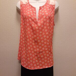 41 Hawthorn Sleeveless Blouse * Orange & White * Paisley & Floral * Size Large